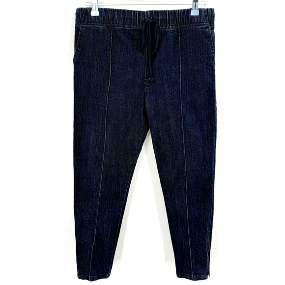 PRAIRIE UNDERGROUND Dark Wash Pull On Lace Front Ankle Zip Jeans Size Small S - Picture 1 of 6